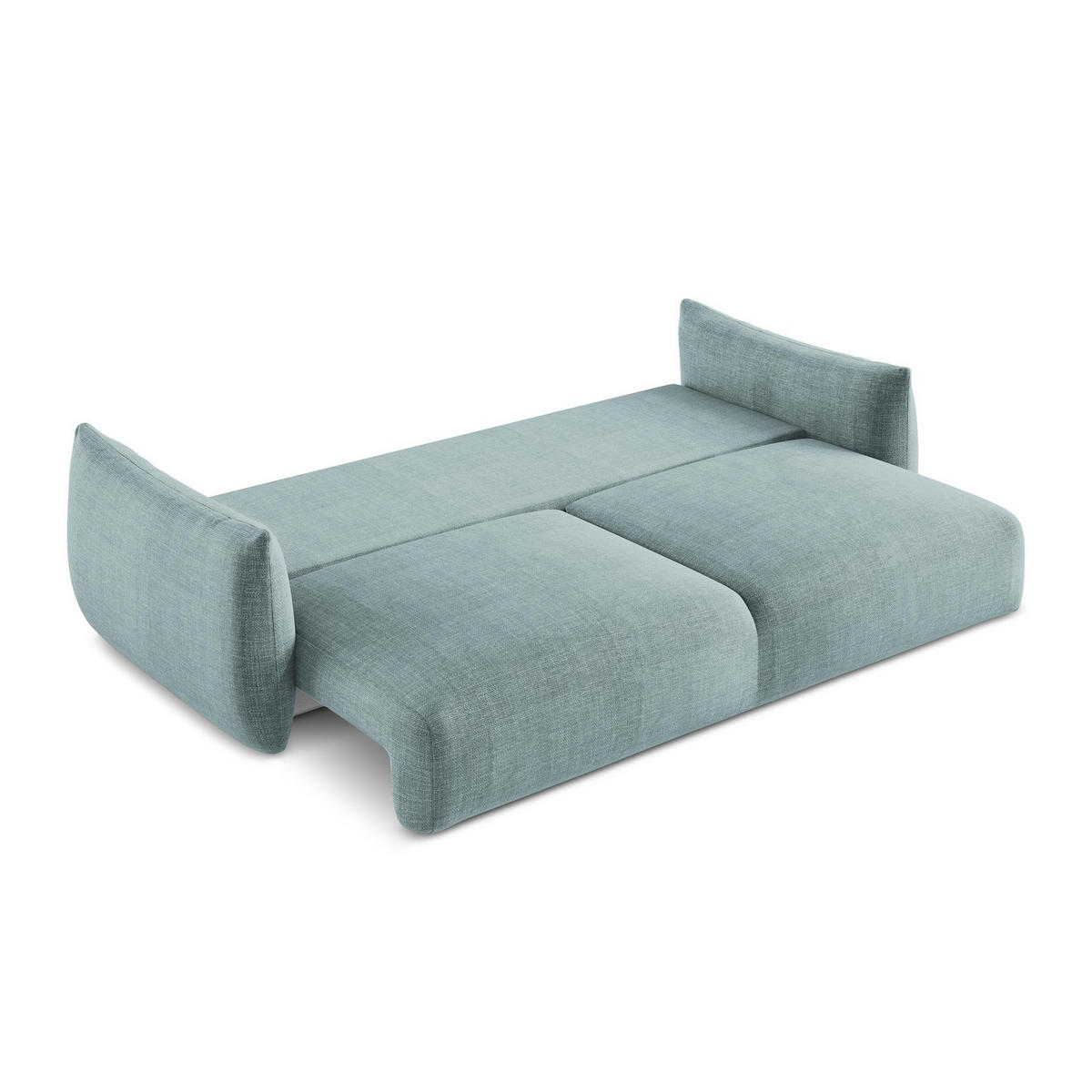3-SITZER SOFA mit Schlaffunktion Strukturstoff Blau - Pastellblau/Schwarz, Holzwerkstoff/Kunststoff (230/90/105cm) - LaMiaSofa