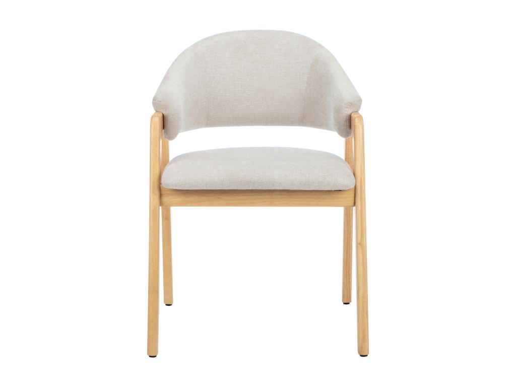 STUHL mit Armlehnen 2er-Set - Stoff & Kautschukholz - Beige - SOLUNA - Beige, Textil (53.5/82/56cm) - Vente-Unique