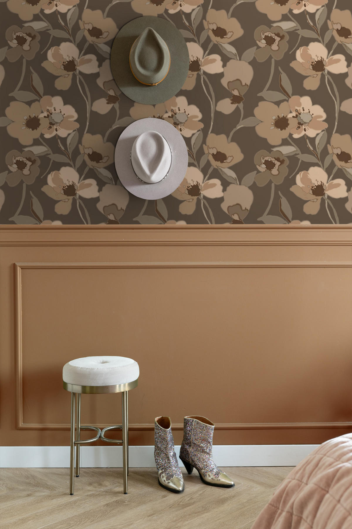 TAPETE Blumen 50 x 900 cm - Braun, Papier (50/900cm) - ESTAhome