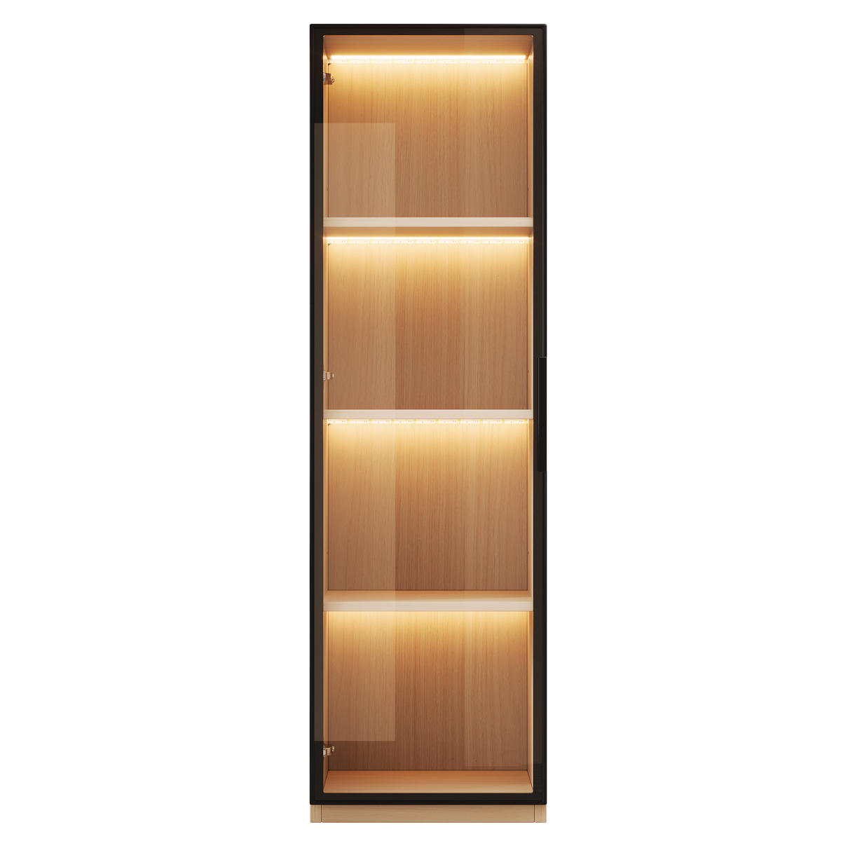 VITRINENSCHRANK 40cm Eichenoptik Glas LED Soft-Close modern - Eichefarben, Holzwerkstoff (40/165/40cm) - FLIEKS