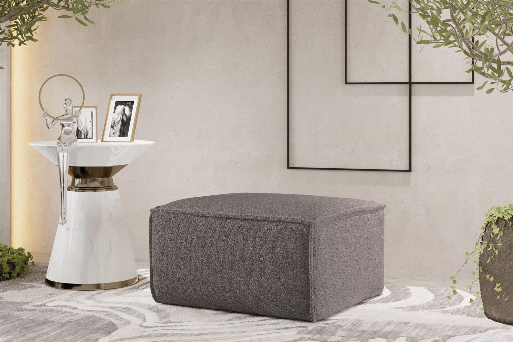 POLSTERHOCKER Celes Prem.65 Asc. Bukla - Taupe, Holzwerkstoff/Textil (65/40/65cm) - Fun Möbel
