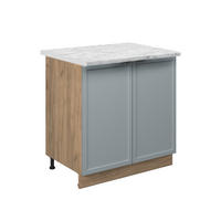 KÜCHENUNTERSCHRANK Fame-Line Hellblau-grau 80 cm mit Regal, AP Marmor - Honigeiche/Eiche Wotan, Holzwerkstoff (80/82/60cm) - Vicco