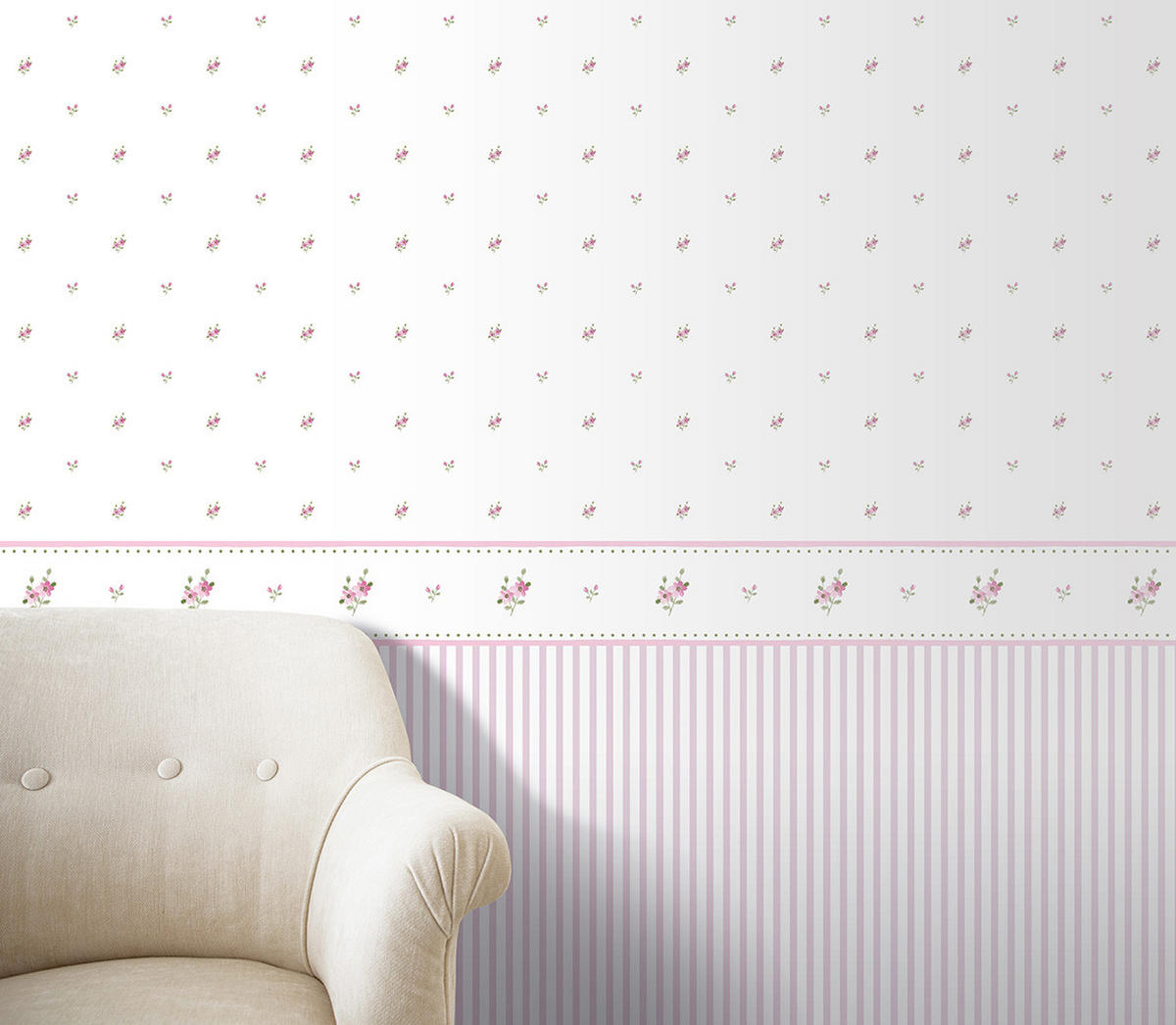 TAPETE Blumen 53 cm x 10 m - Weiß, Papier (53/0.1cm) - Sanders & Sanders