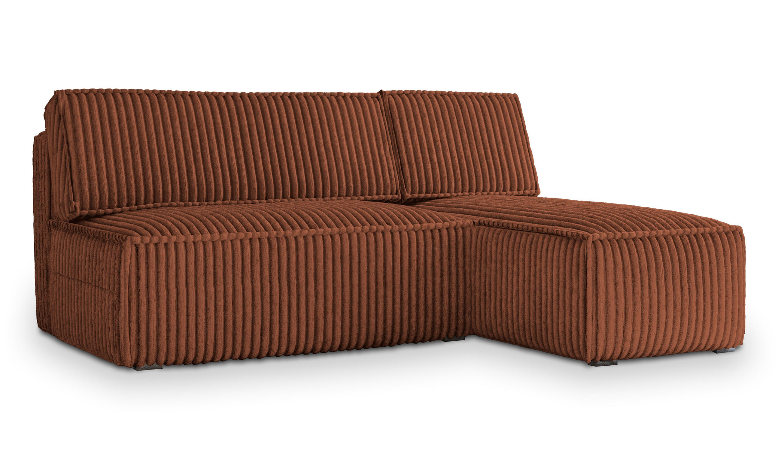 ECKSOFA BRISO T Braun Kordstoff mit Schlaffunktion - Braun, Holz (200/140cm) - MASSENO
