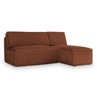 ECKSOFA BRISO T Braun Kordstoff mit Schlaffunktion - Braun, Holz (200/140cm) - MASSENO