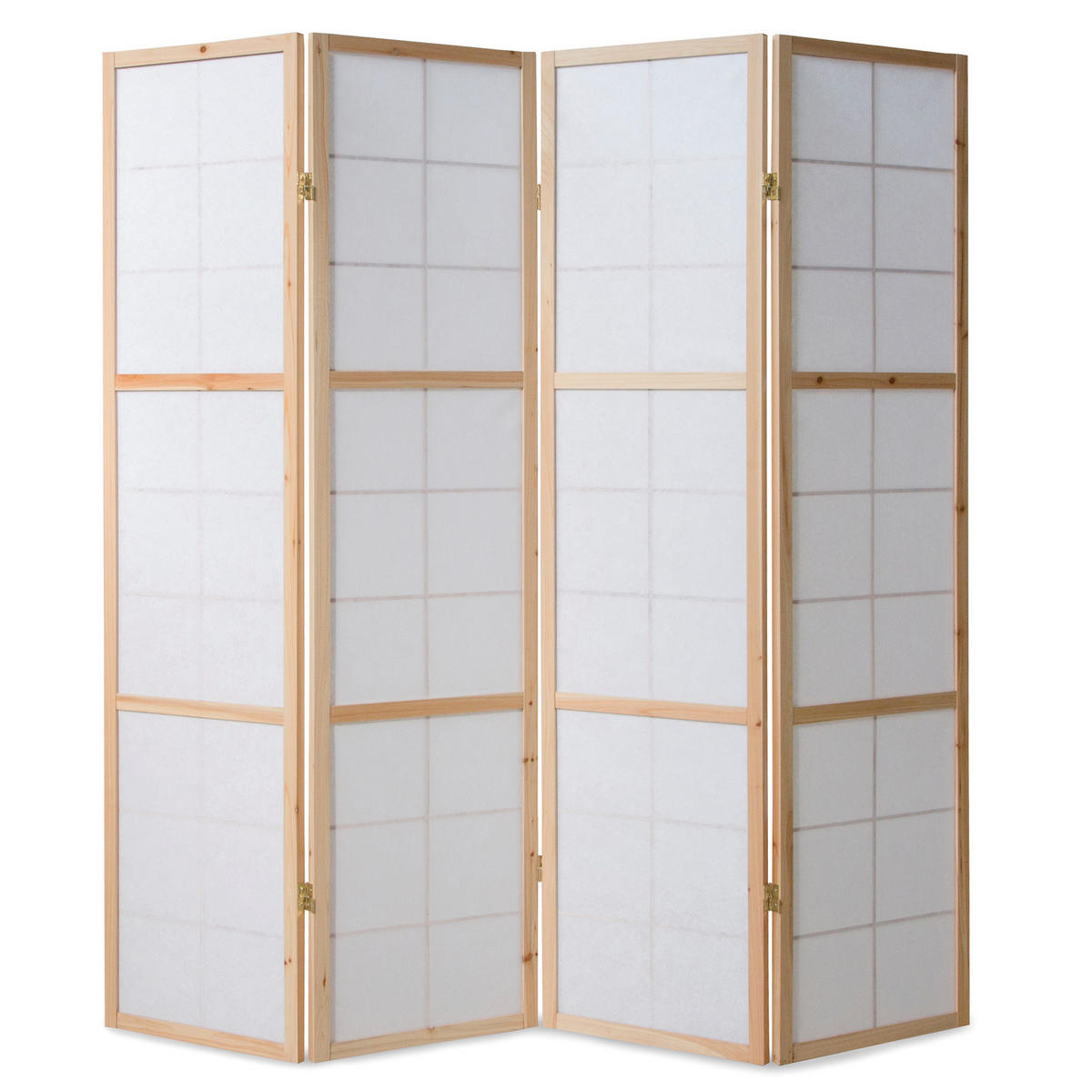 PARAVENT 4-tlg. 176/175 cm Braun Shoji - Braun, Holz (176/175/2cm) - Homestyle4u