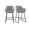 BARHOCKER Stoff Grau Samteffekt H65 (2er-Satz) AMIKA - Grau, Textil (58/96/52cm) - Miliboo