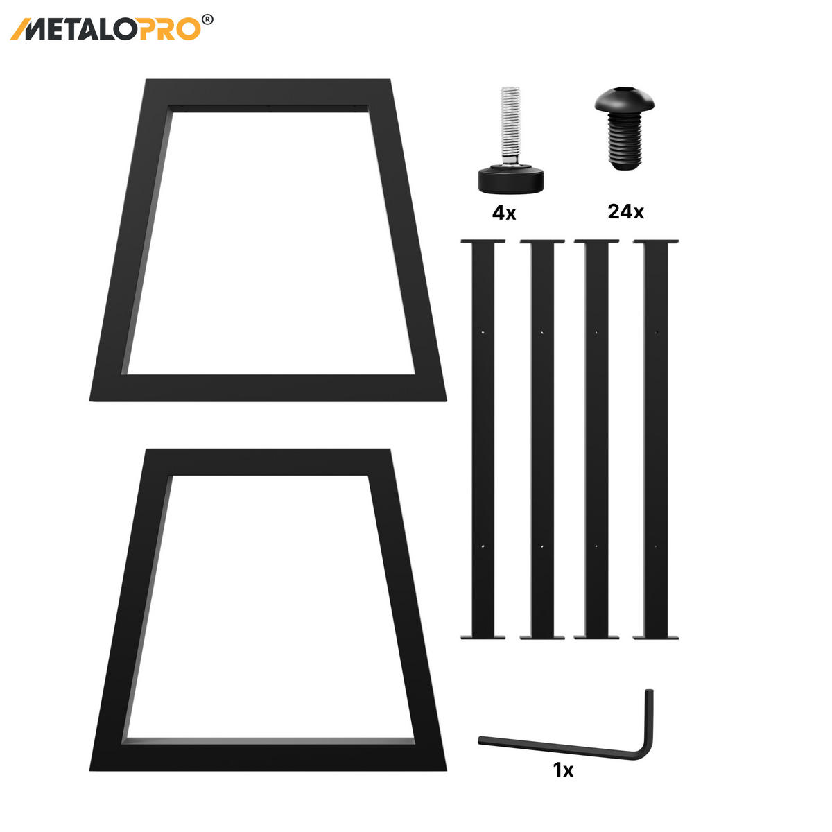 TISCHBEINE Nemesis Extreme Schwarz Metall 220/80/72 cm - Schwarz, Metall (80/72/220cm) - Metalo Pro
