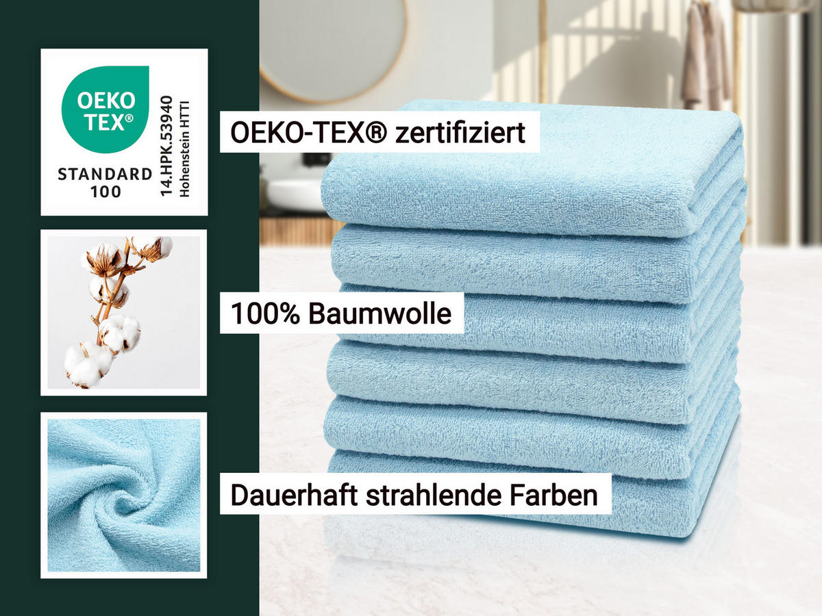 HANDTÜCHER, 6er-Set, 50x100 cm, 100% Baumwolle, Blau - Hellblau, Textil (50/100cm) - Zollner