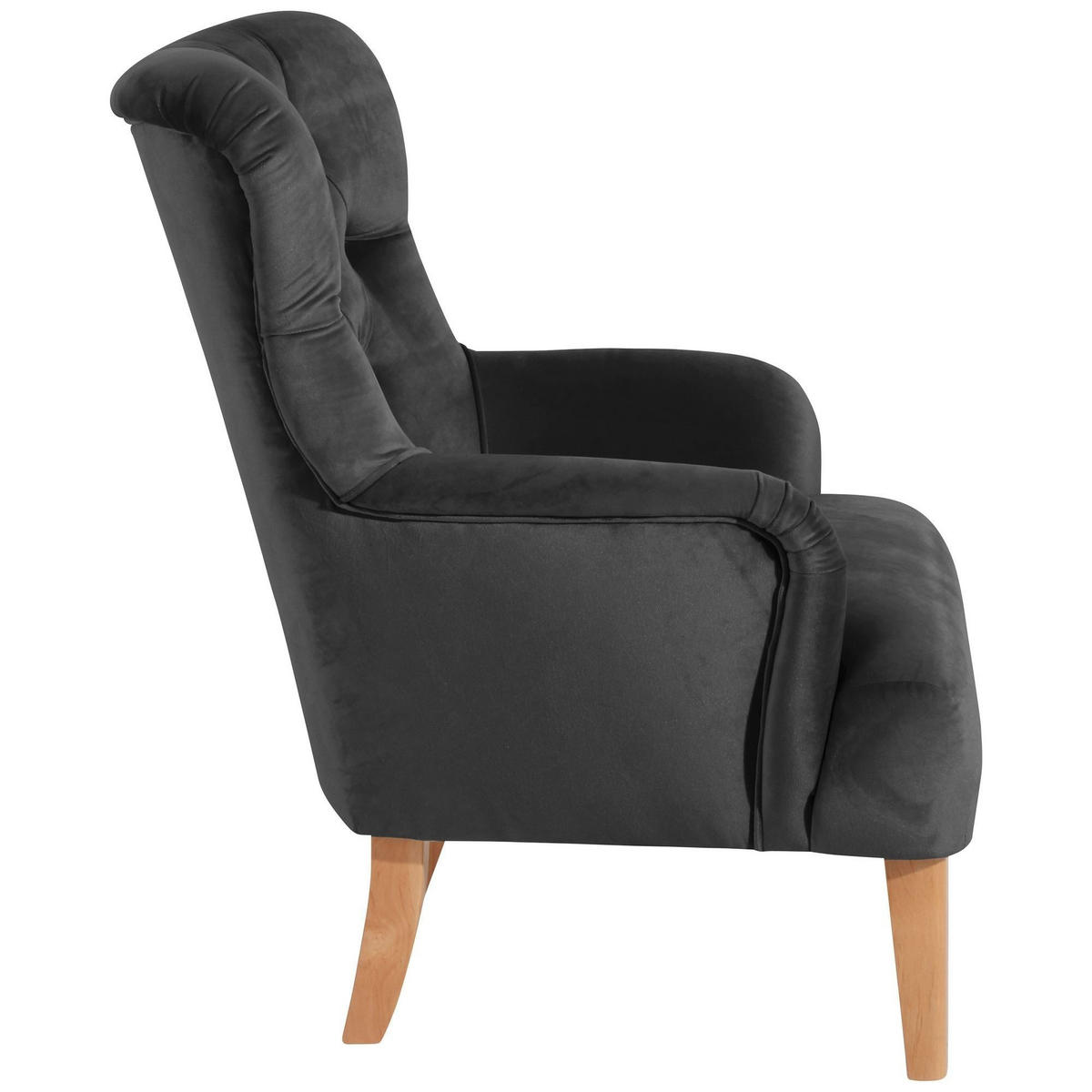 SESSEL Kaiya Bezug Samtvelours Buche natur / anthrazit - Grau, Kunststoff (71/97/82cm) - 58aufmkessel