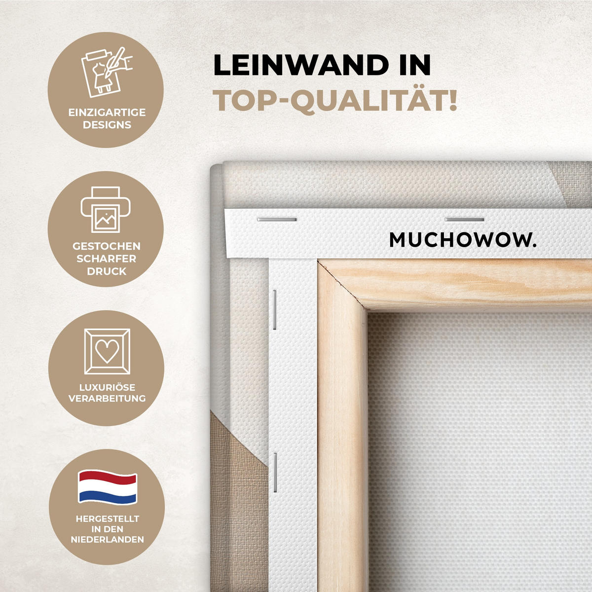 LEINWANDBILD Braun - Japandi - Abstrakt 40x30 cm - Sandfarben, Textil (40/30cm) - MuchoWow