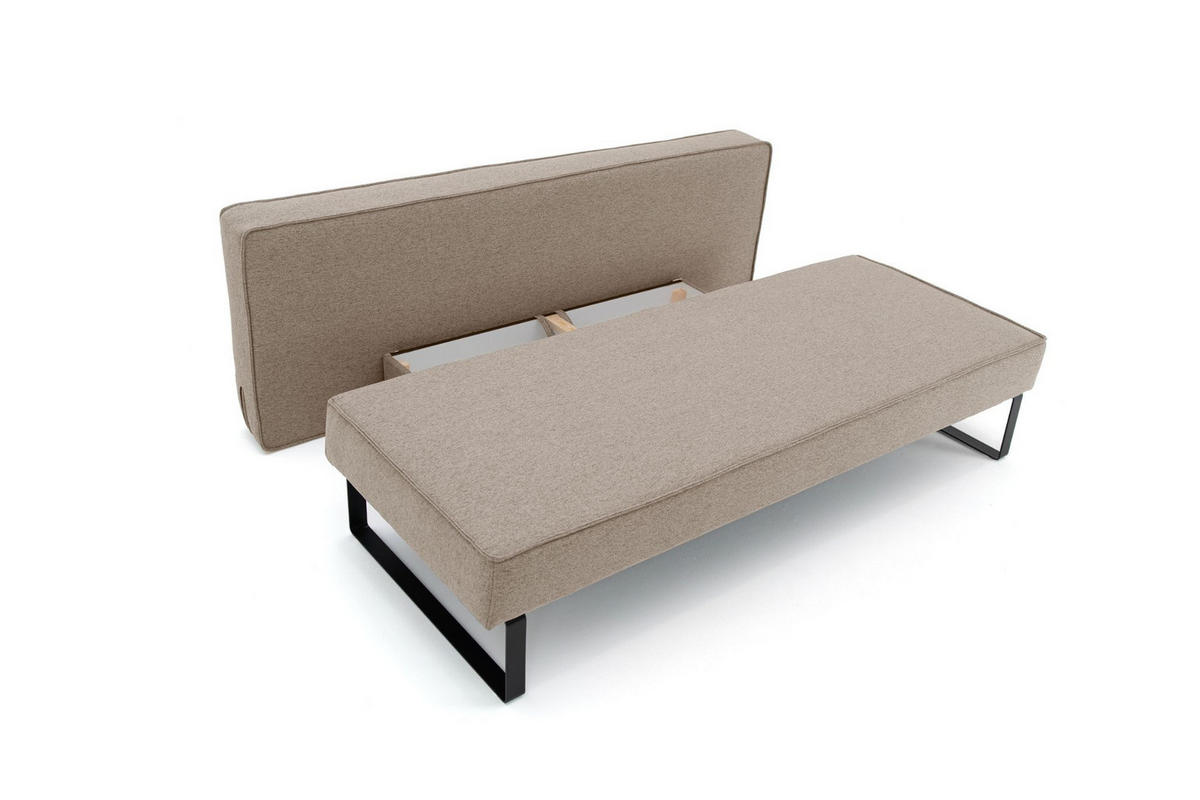 SCHLAFSOFA Mit Bettkasten NOMI, Stoff Faro, Dunkelbeige - Beige, Holz (200/82/100cm) - Kaiser Möbel