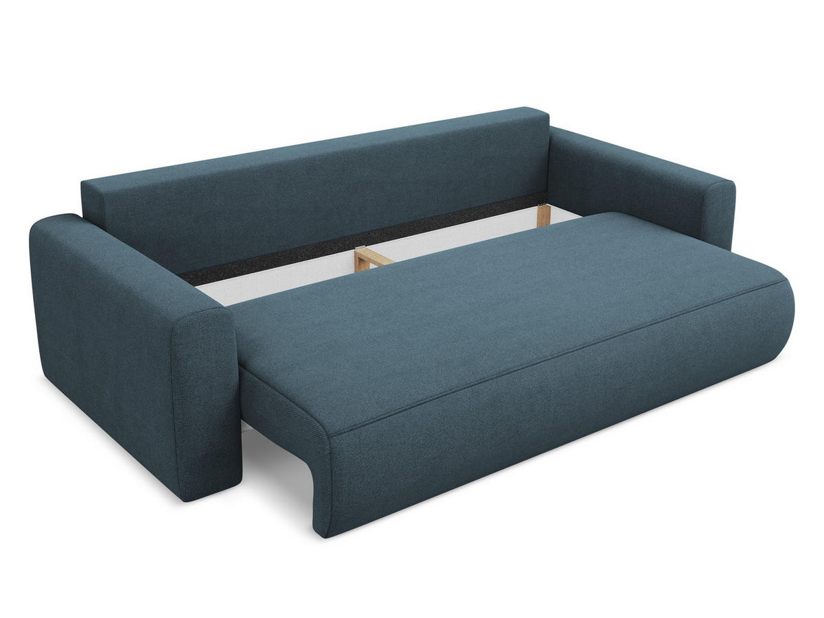 3-SITZER SOFA mit Schlaffunktion Strukturstoff Stoff Blau - Blau/Blaugrau, Kunststoff/Textil (238/82/105cm) - Makamii