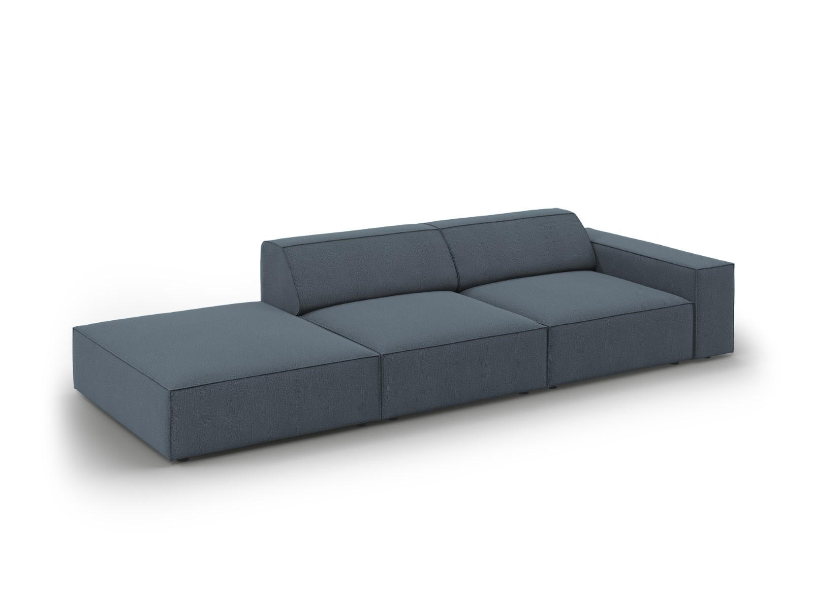 SOFA Jodie aus strukturiertem Stoff blau 3 Sitzplätze - Blau, Textil (102/70/262cm) - Micadoni