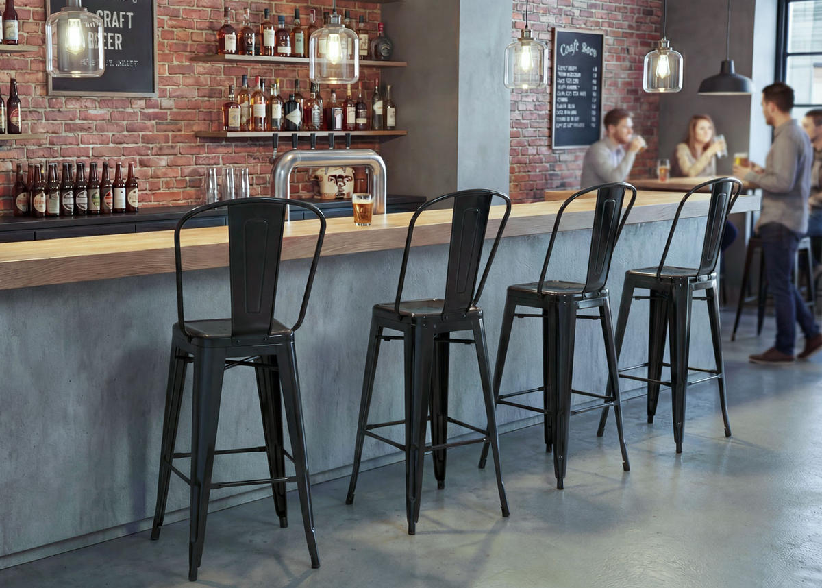 BARHOCKER METALL Schwarz 2er-Set - Schwarz, Metall (50/117/45cm) - MCW