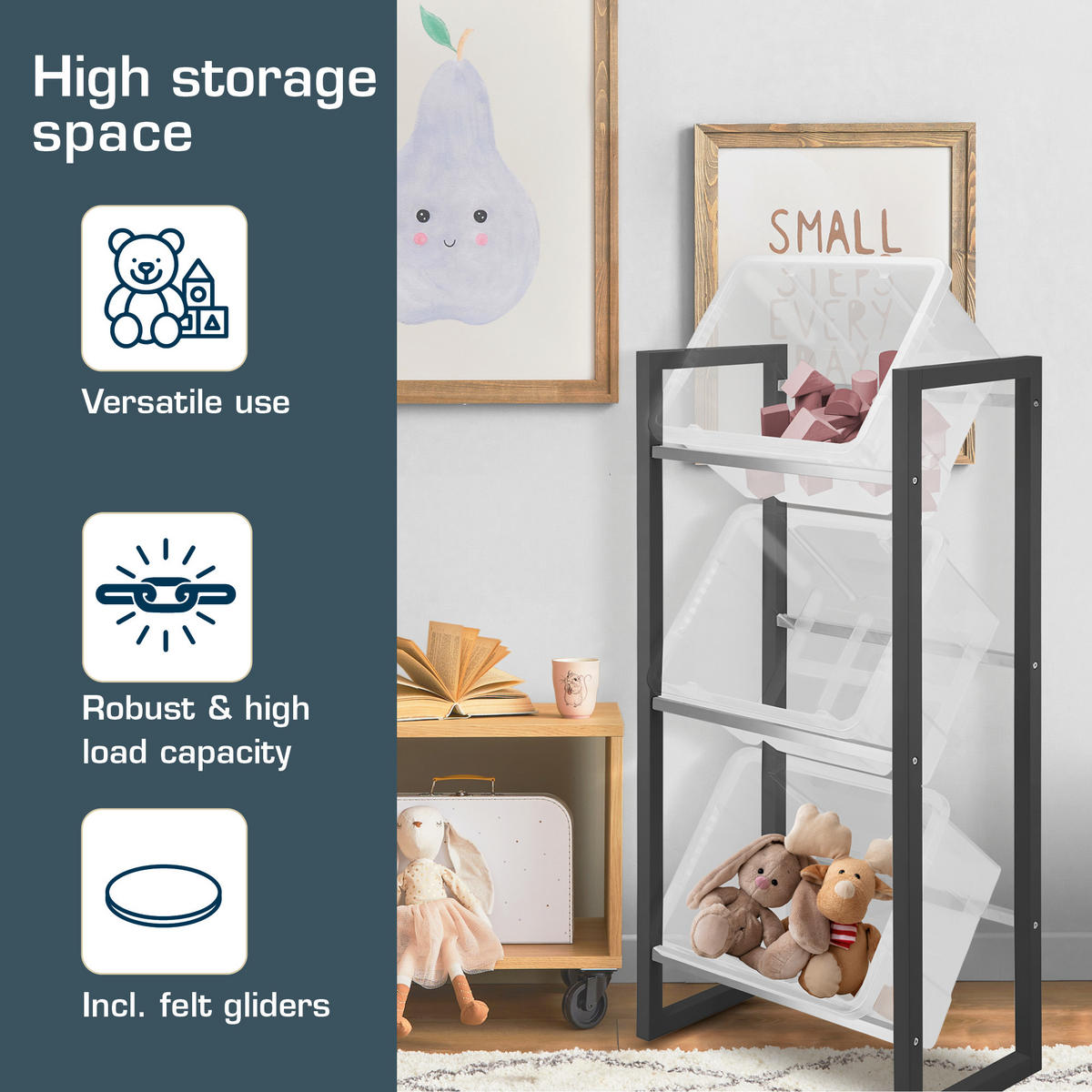 GETRÄNKEREGAL Mattis Anthrazit - Anthrazit, Naturmaterialien/Bambusholz (55/112/32cm) - BoMoe