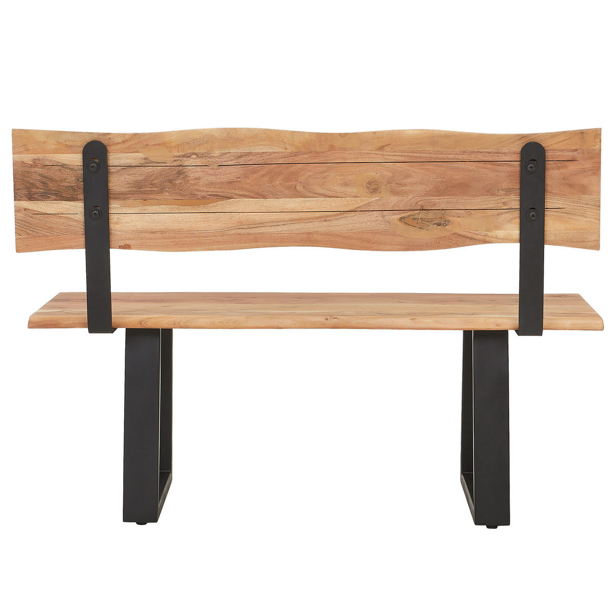 SITZBANK - Metall / Massivholz - Akazie Braun / Schwarz - Schwarz/Braun, Holz/Metall (120/85/50cm) - home24