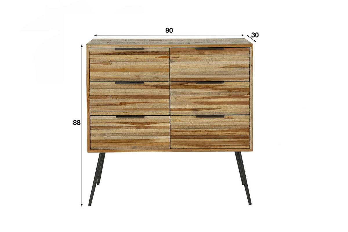 KOMMODE COSTA Braun Holz - Schwarz/Braun, Holz/Metall (90/88/30cm) - KAWOLA
