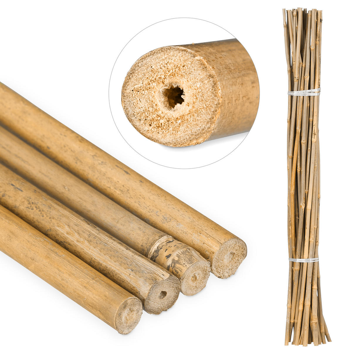 BAMBUSSTÄBE - Hellbraun, Holz (9/105/9cm) - Relaxdays