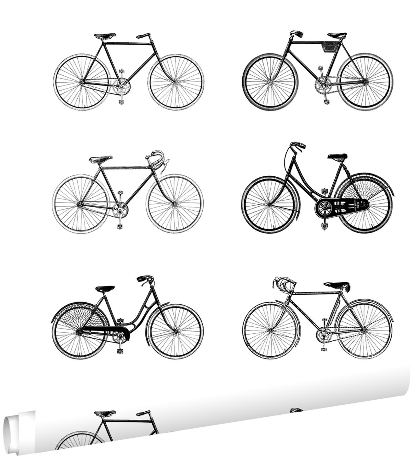 TAPETE Fahrräder 53 cm x 10.05 m - Schwarz, Papier (53/1000cm) - ESTAhome
