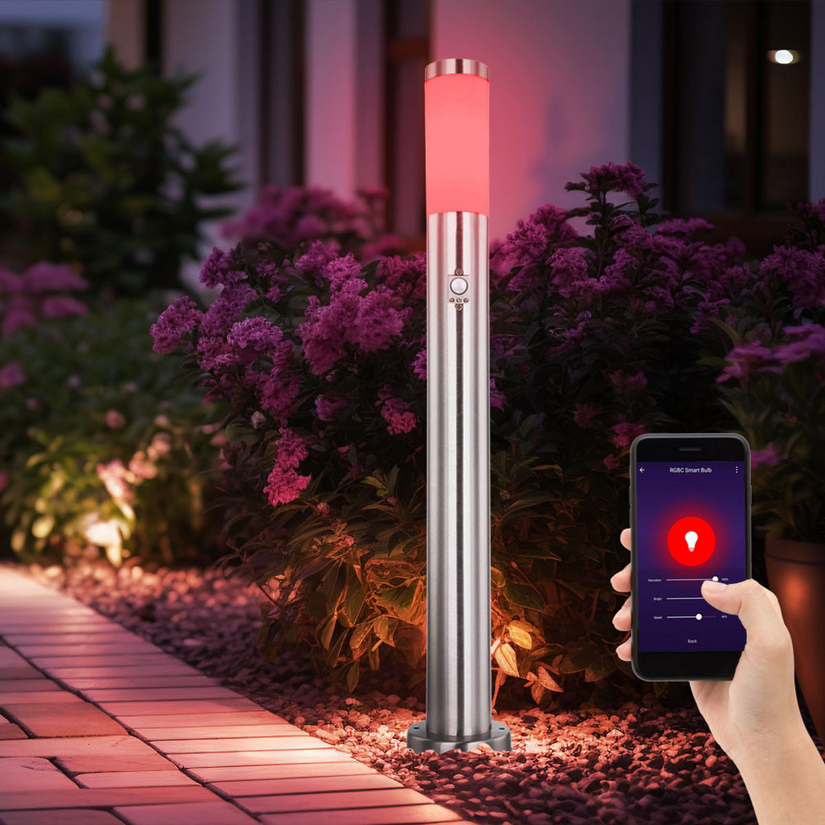 LED STEHLEUCHTE Edelstahl Silber - Silberfarben, Metall (7.6/11/80cm) - Globo Lighting