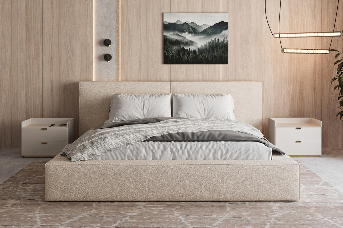 BETT - Polsterbett 06 160x200 - Beige (Anthology 3) - Beige, Holz (160/200cm) - Möblo
