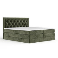 BOXSPRINGBETT Aurelia Olivenfarbe 180/200 cm - Schwarz/Olivgrün, Holz/Holzwerkstoff (180/200cm) - Maison de Reve