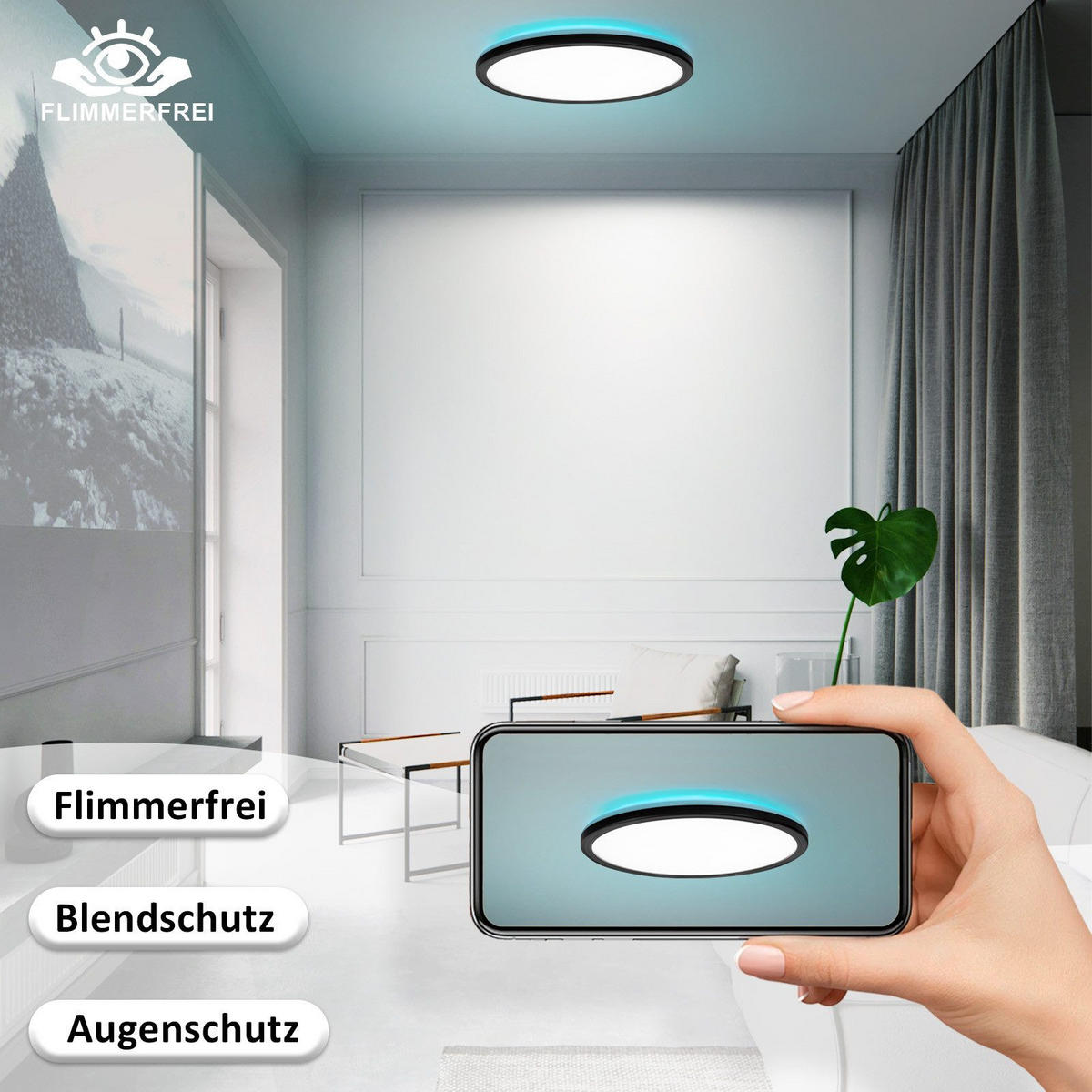 LED-DECKENLEUCHTE Lynch 30/30/2.7cm - Schwarz, Kunststoff (30/30/2.7cm) - Nettlife