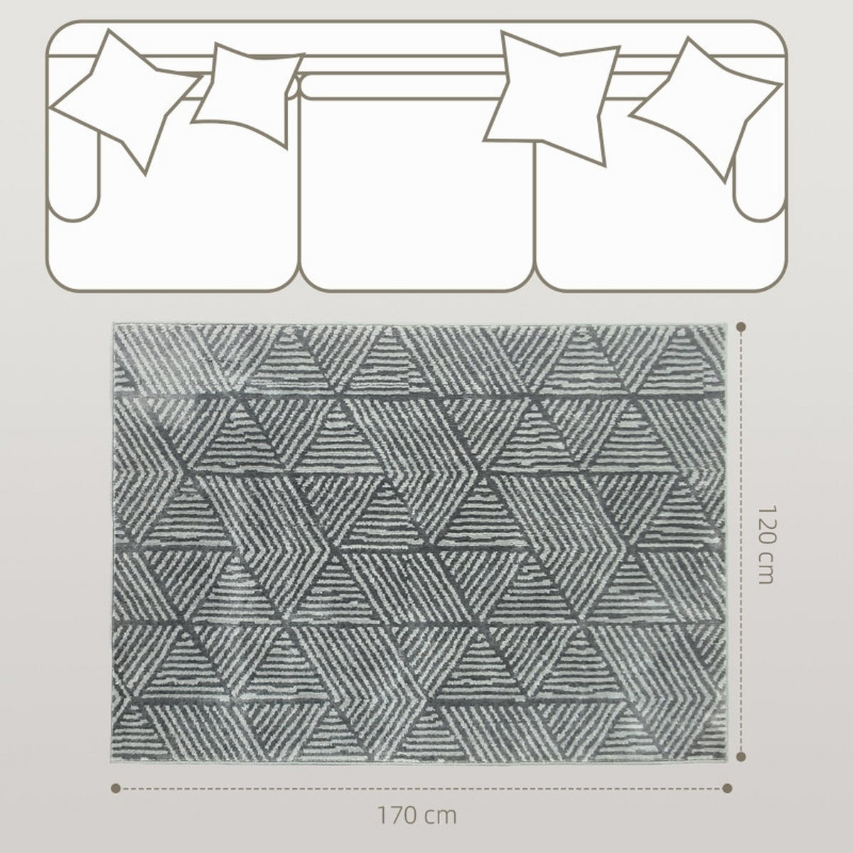 TEPPICH Waschbar 170 x 120 cm Dunkelgrau - Dunkelgrau, Textil (120/170cm) - Kaket