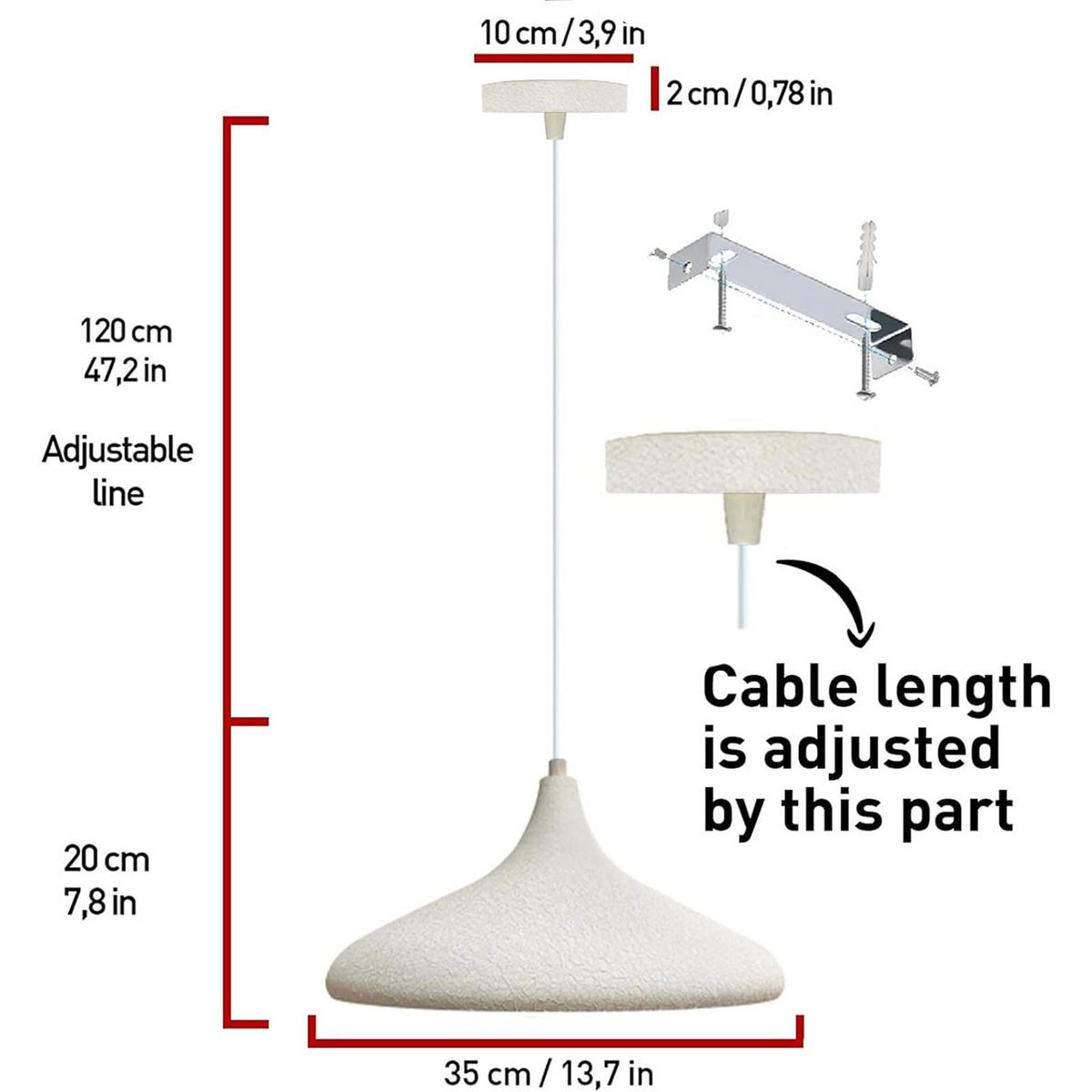 HÄNGELAMPE Esstisch Champion Texturiert 35/20 cm - Weiß, Metall (35/20cm)