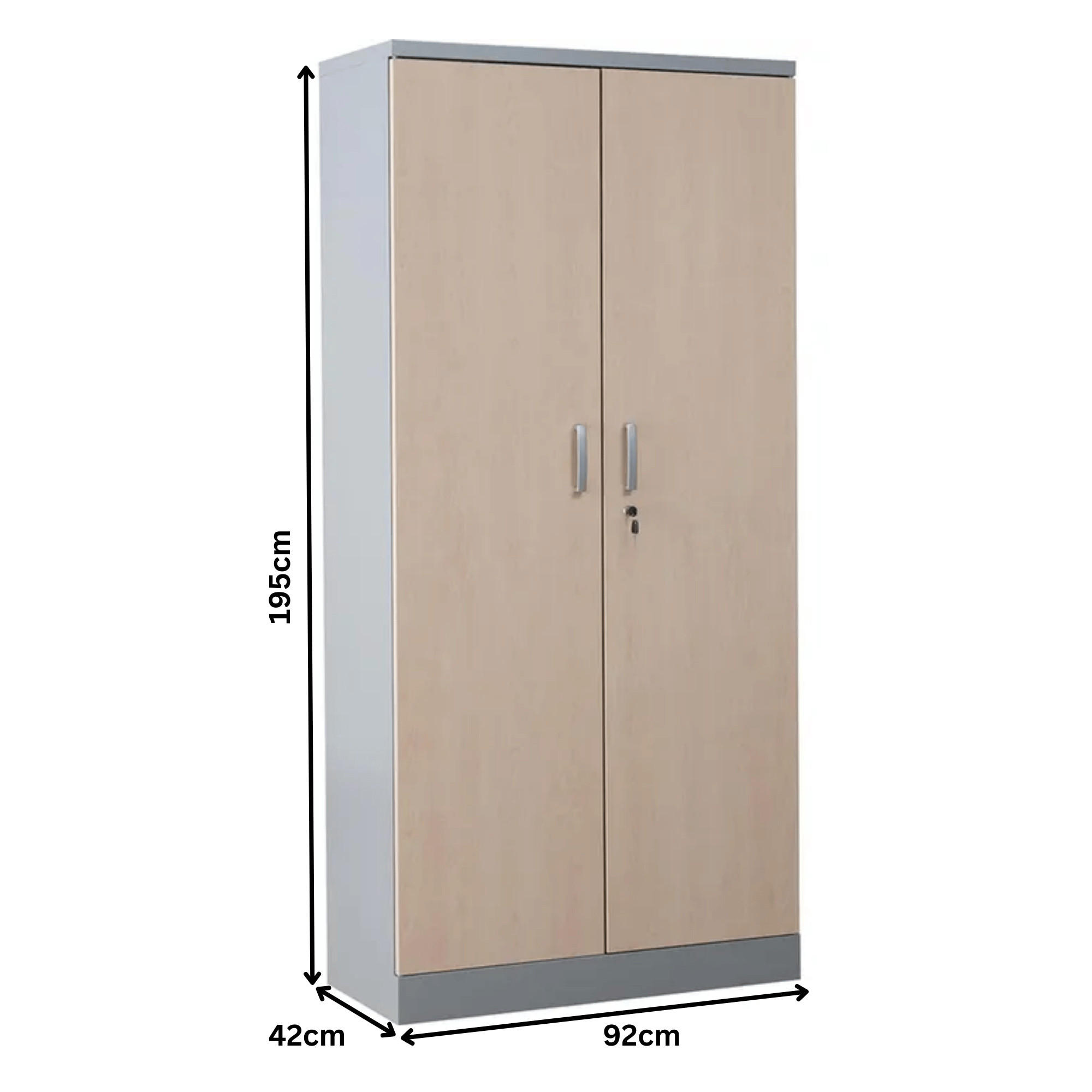 AKTENSCHRANK Beetle 4 Fachböden 195x92x42 cm Silber & Ahorn - Ahornfarben, Metall (92/195/42cm)