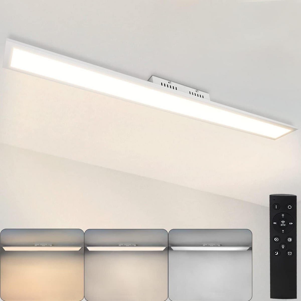 LED-DECKENLEUCHTE Oswald 120/15/1 cm - Weiß, Metall (120/15/1cm) - Nettlife
