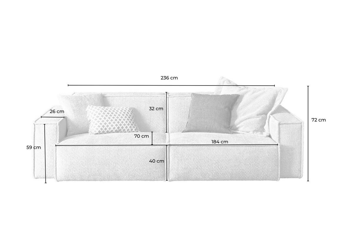 SOFA SAMU Weiß Webstoff - Schwarz/Weiß, Kunststoff/Textil (236/72/106cm) - KAWOLA