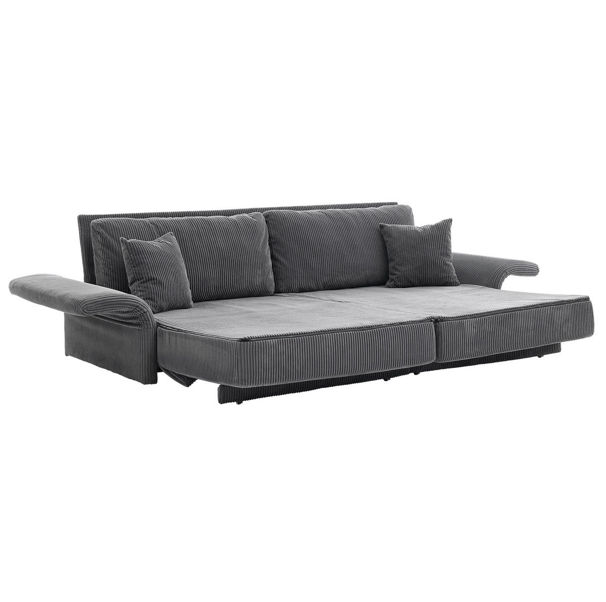 SOFA mit Schlaffunktion 182 x 88 x 84 cm Cord Grau - Grau, Metall (182/84/88cm) - Meubliv
