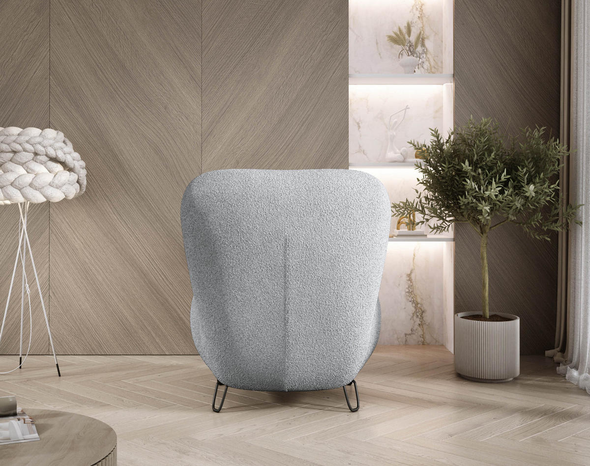 SESSEL LUIS, Skandinavischer Stil – Freistehend, 82×56×82 cm, DUNKELGRAU - Dunkelgrau/Schwarz, Holz/Textil (82/82/66cm) - DomoHome