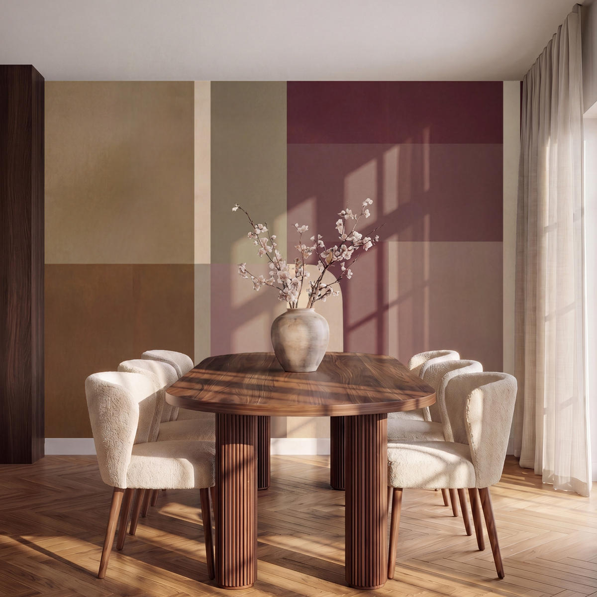TAPETE - Unis - Abstrakt - Bordeaux - Linien - 280x200 cm - Multicolor, Papier (280/200cm) - OnlyWow