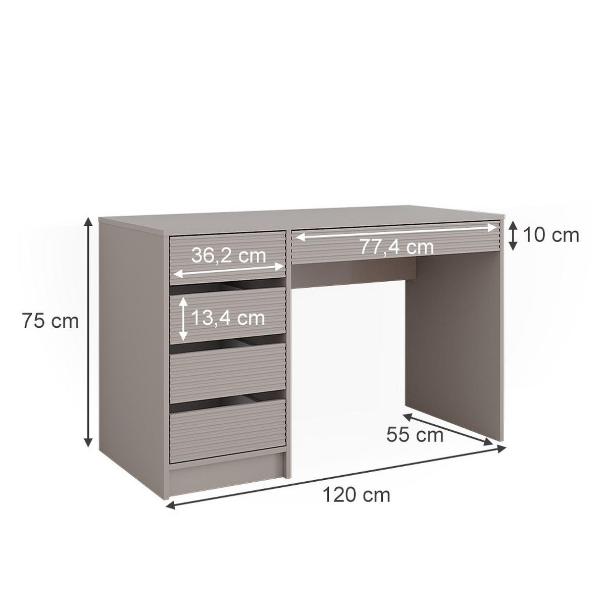 SCHREIBTISCH Sherry Cashmere 120 cm - Kaschmir, Holzwerkstoff (120/55/75cm) - Vicco