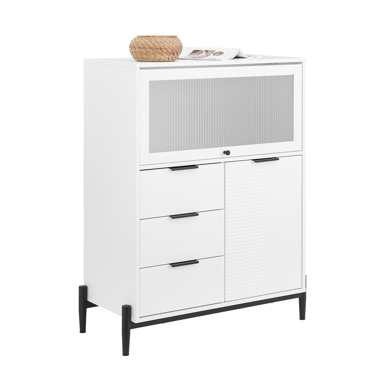 SIDEBOARD Weiß - Weiß, Glas/Holzwerkstoff (86/108/40cm) - SoBuy