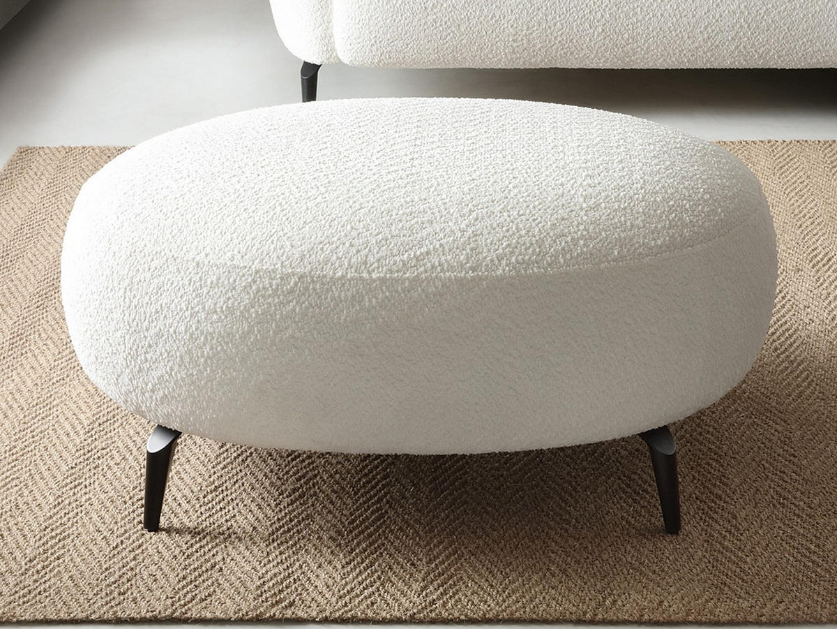SITZHOCKER - 1 Person - Stoff - Weiß - AREMIA - Weiß, Textil (100/43/80cm) - Vente-Unique