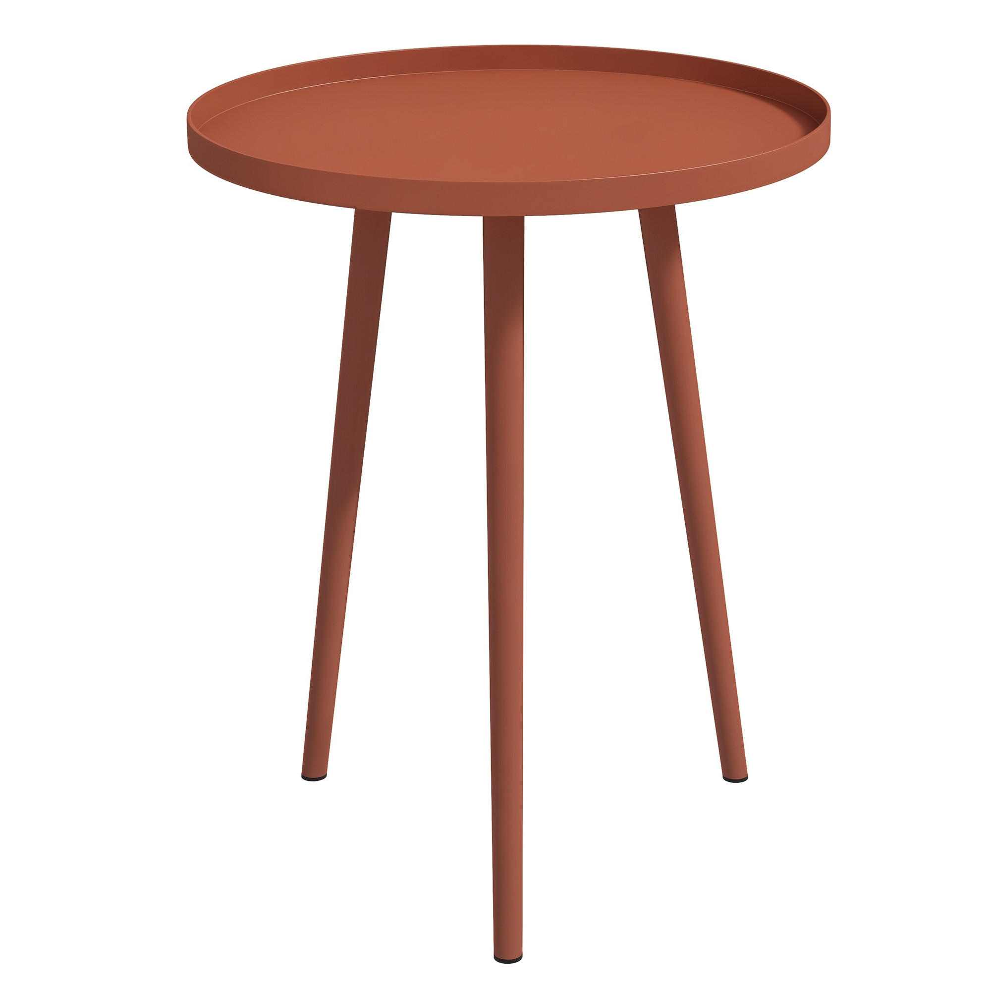 BEISTELLTISCH DE-07268 mit Rand aus Stahl Rot - Rot, Metall (40/40/50cm) - ComfortXL