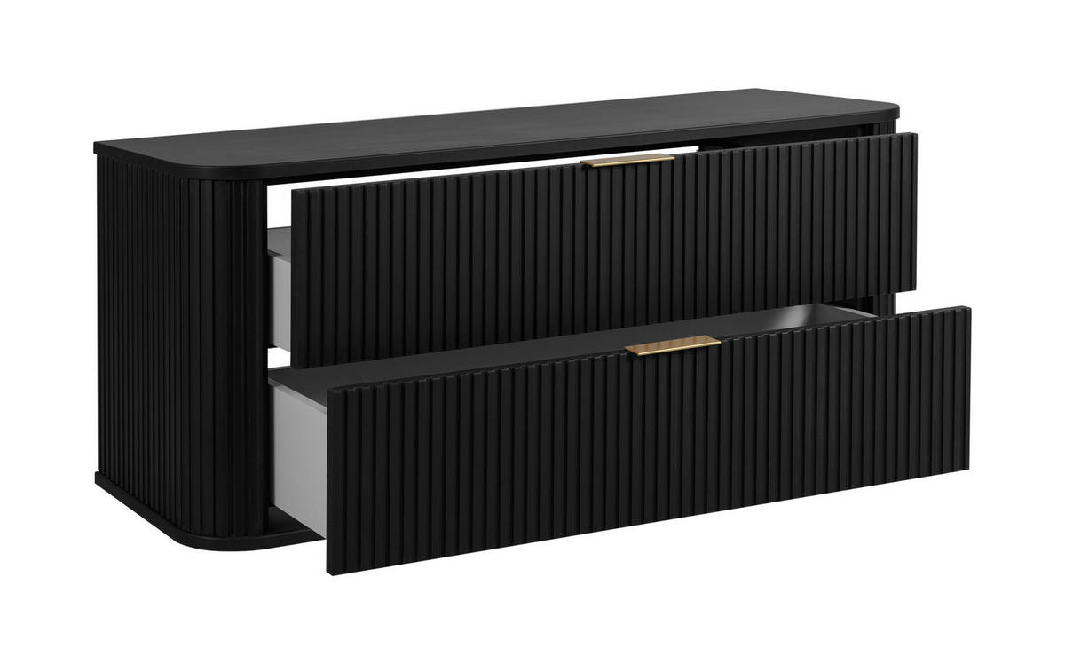 BADEZIMMERSCHRANK, Schwarz + Goldener Griff, 41,5 x 120 x 51,7 cm - Goldfarben/Schwarz, Holzwerkstoff/Kunststoff (120/51.7/41.5cm) - 3XE LIVING