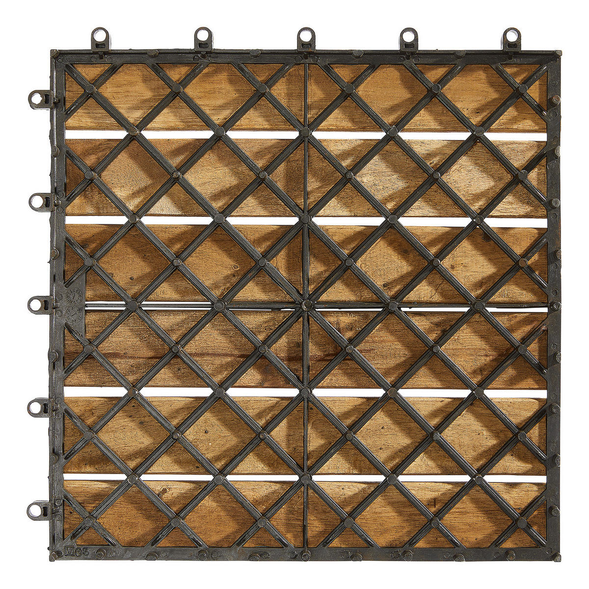 TERRASSENFLIESE - Akazie massiv - 10er-Set - Akaziefarben, Holz/Kunststoff (30/30/2.4cm) - home24