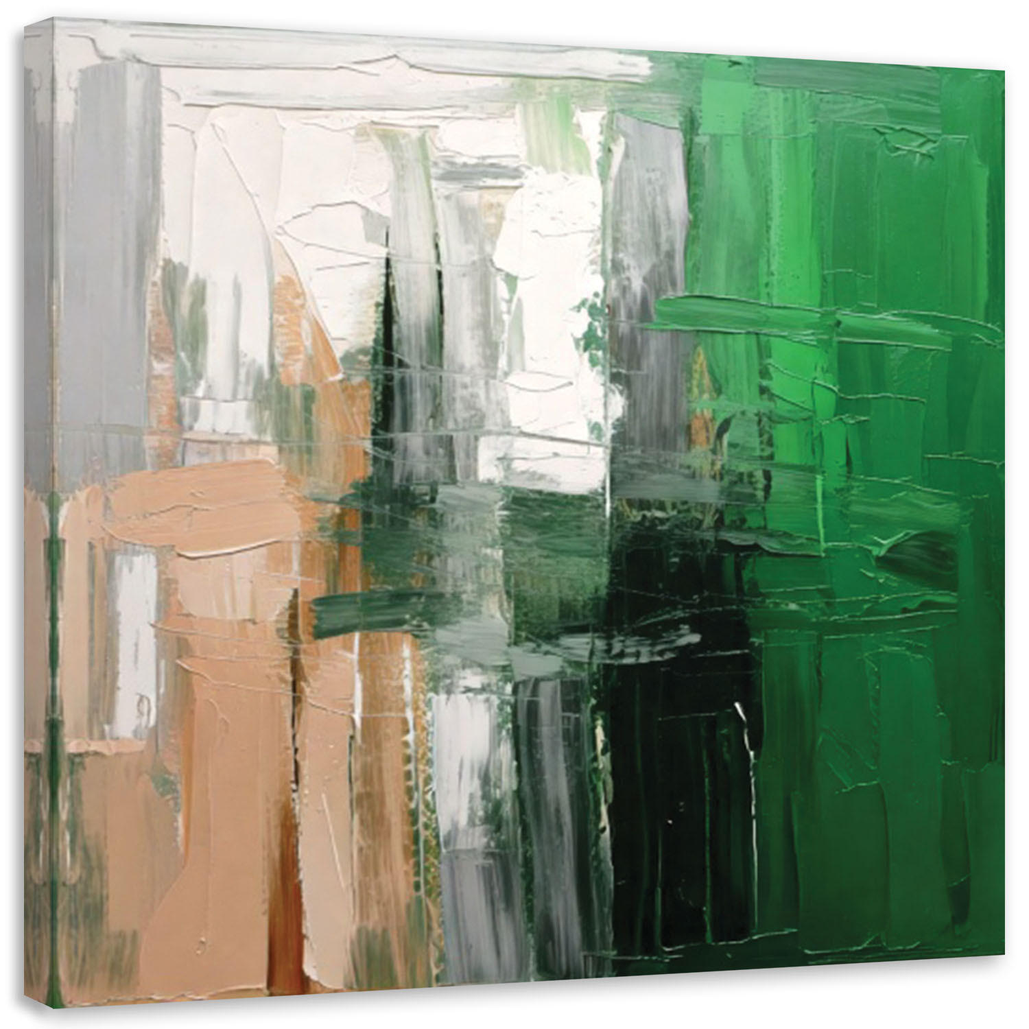 LEINWANDBILD Abstraktion Hintergrund Pastellfarben Grün 60x60cm - Grün, Textil (60/60cm) - Feeby