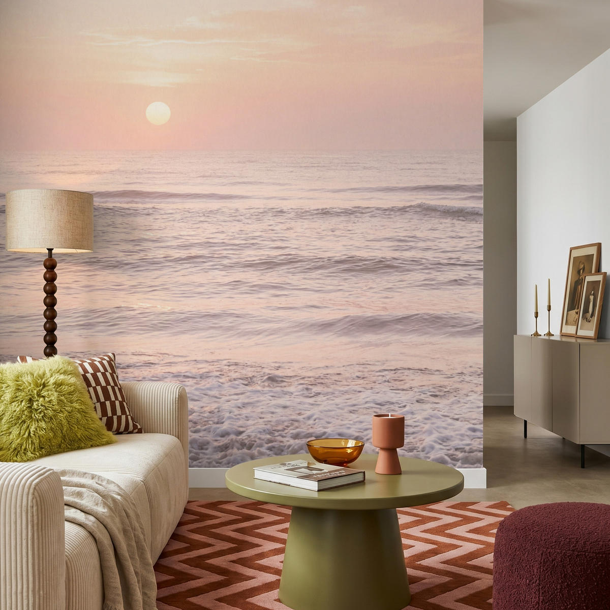 TAPETE - Sonne - Strand - Rosa - 200x200 cm - Hellrosa, Papier (200/200cm) - OnlyWow