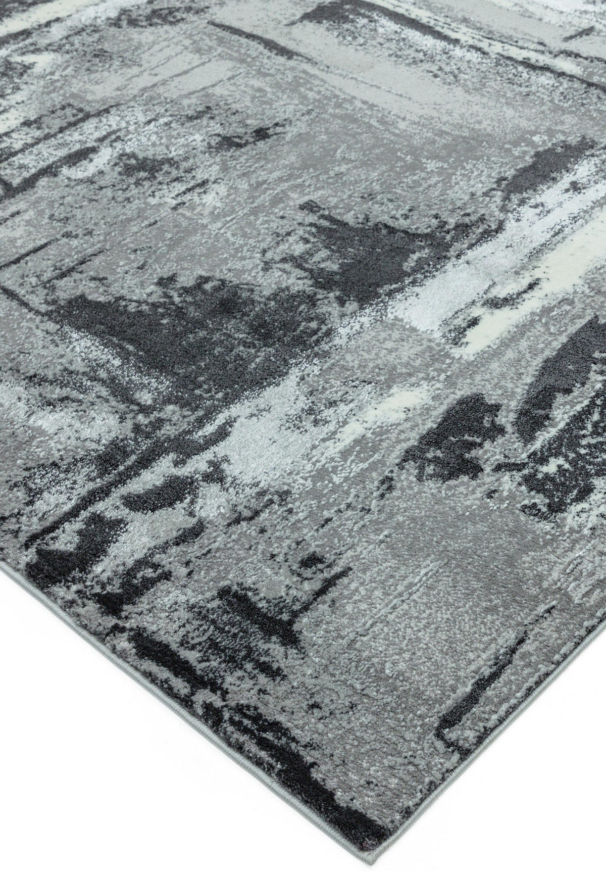 TEPPICH Velours abstrakt mit Metallic-Akzenten Stadtmuster pflegeleicht PARMA-Felino, Silbergrau 200x290 cm - Silberfarben, Textil (200/290cm) - KADIMA DESIGN