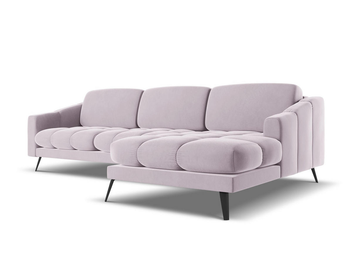 ECKSOFA Rechts Samt Stoff Violett - Lila/Flieder, Textil/Metall (264/160cm) - Makamii