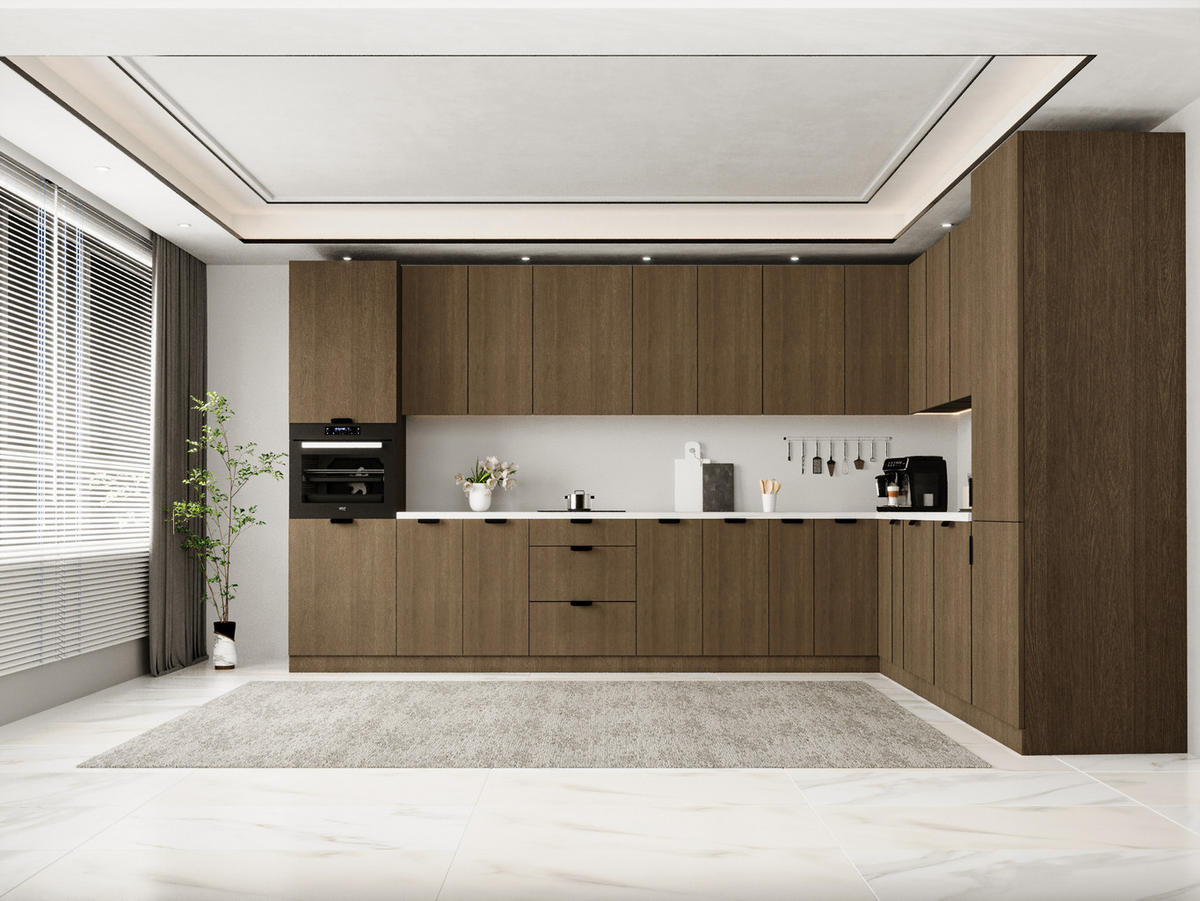 WINKELKÜCHE 385 x 285 cm - Sorento KS11-M385 - in Dunkle Eiche - Eichefarben/Schwarz, Holz/Metall (670/247/58cm)