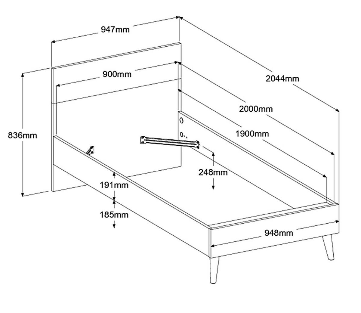 JUGENDZIMMER weiß, Eiche, Komplett-Set 4-teilig mit Stauraum - Eichefarben/Weiß, Holzwerkstoff/Kunststoff (95/205/206cm) - Parisot Meuble