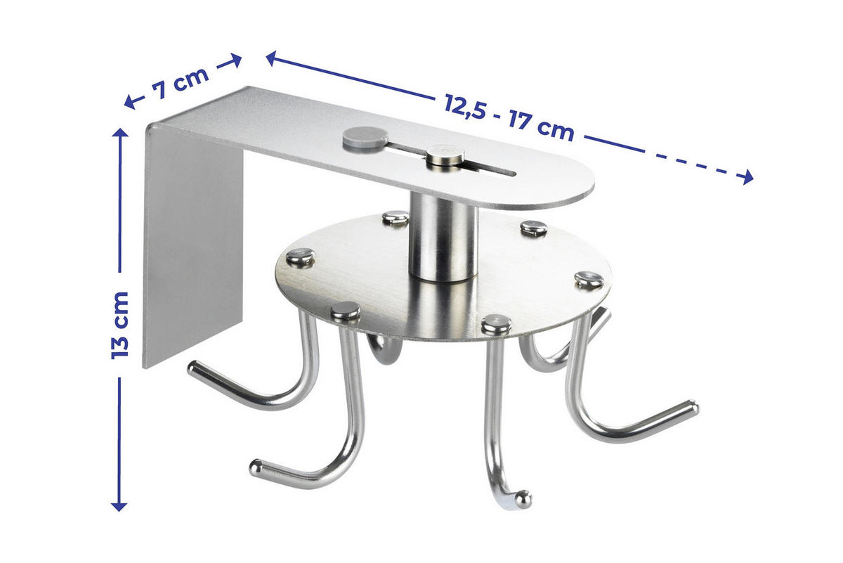 KÜCHENHAKEN Edelstahl 14,5/8,5/7 cm - Grau, Metall (8.5/7/14.5cm) - Maximex
