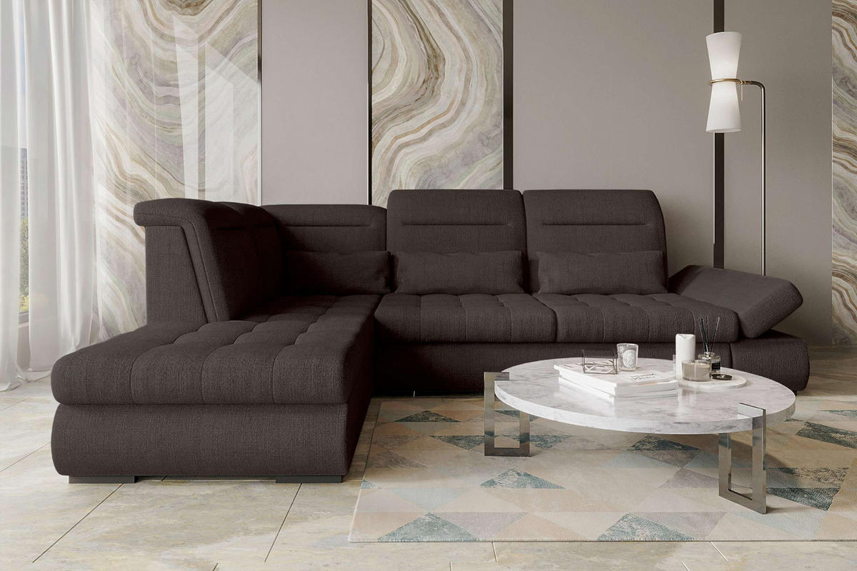 ECKSOFA Toscana Velours inkl. Schlaffunktion - Braun, Textil (227/279cm) - 99rooms